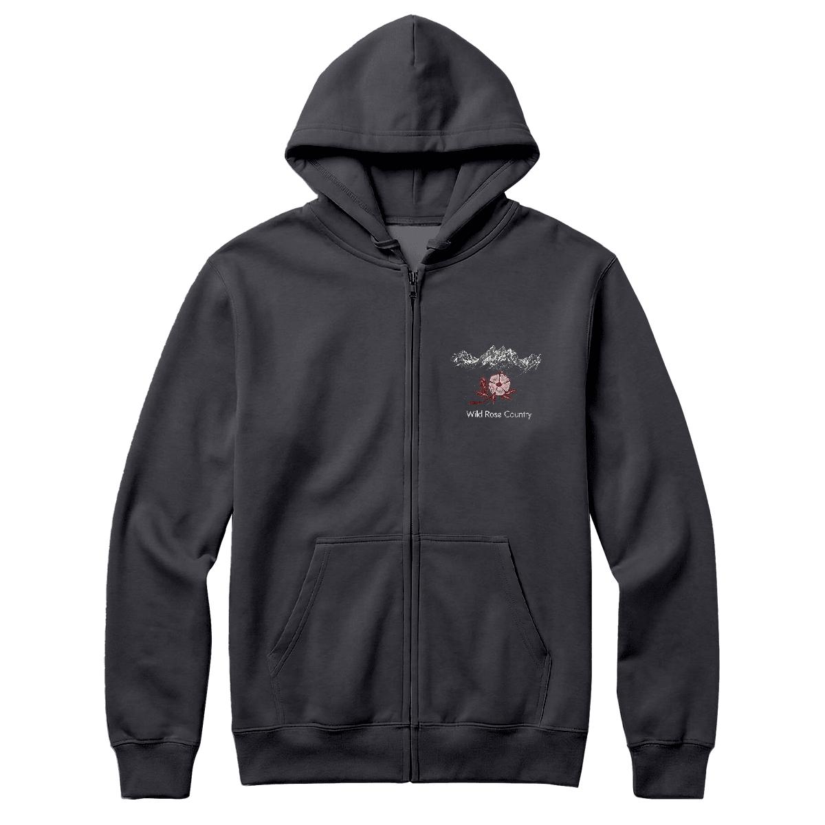 Wild Rose Country heavy hoodie, full zip — black