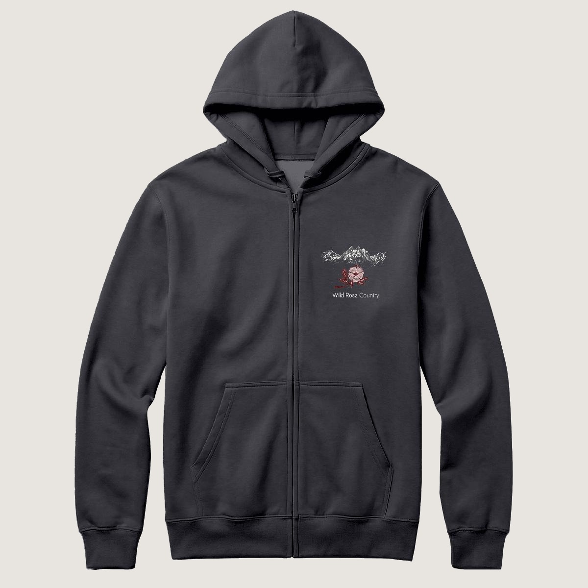 Wild Rose Country heavy hoodie, full zip — black